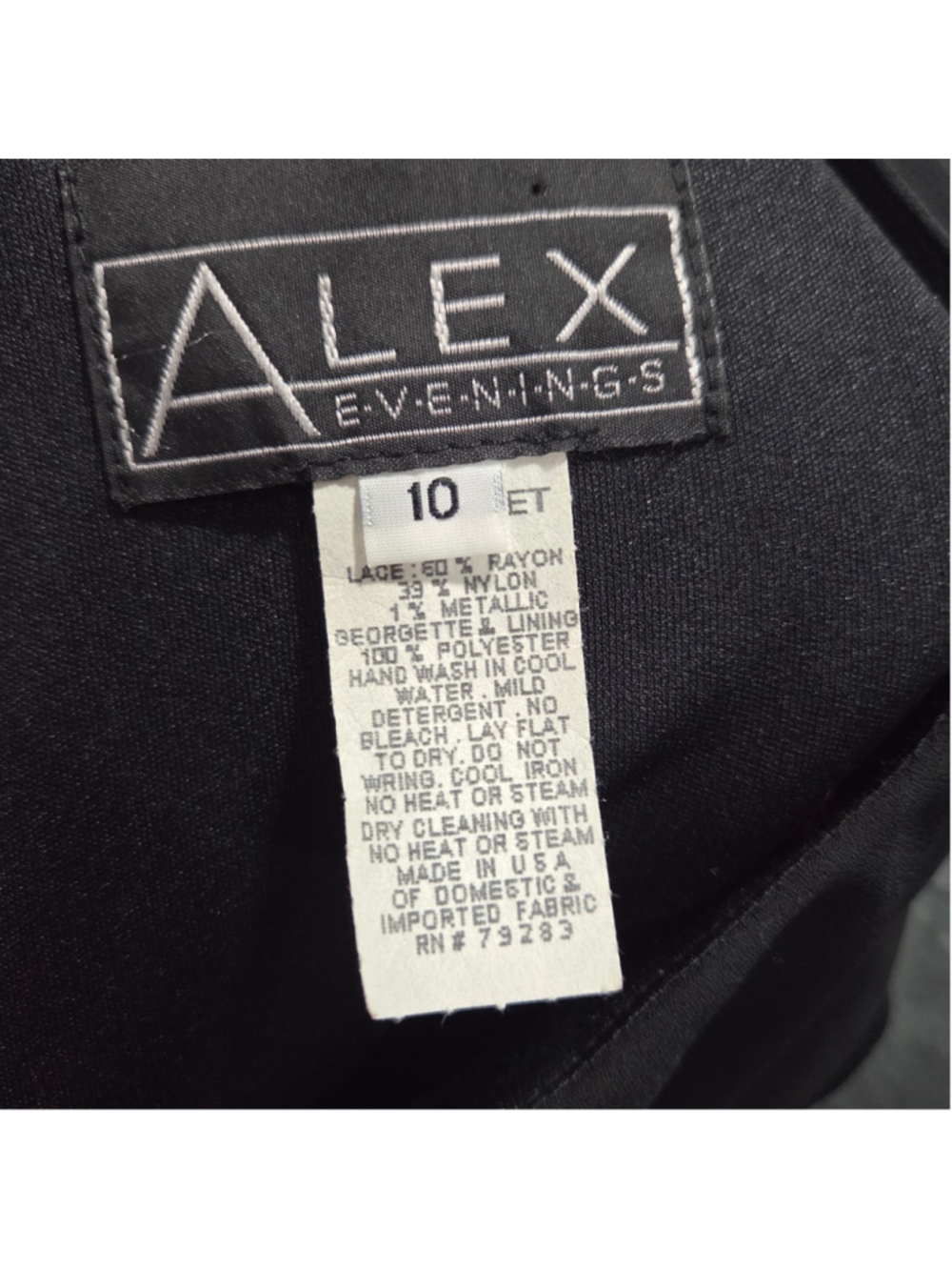 Alex Evenings Black Maxi Formal Evening Dress Alternative Goth Size 10 - Picture 4 of 4